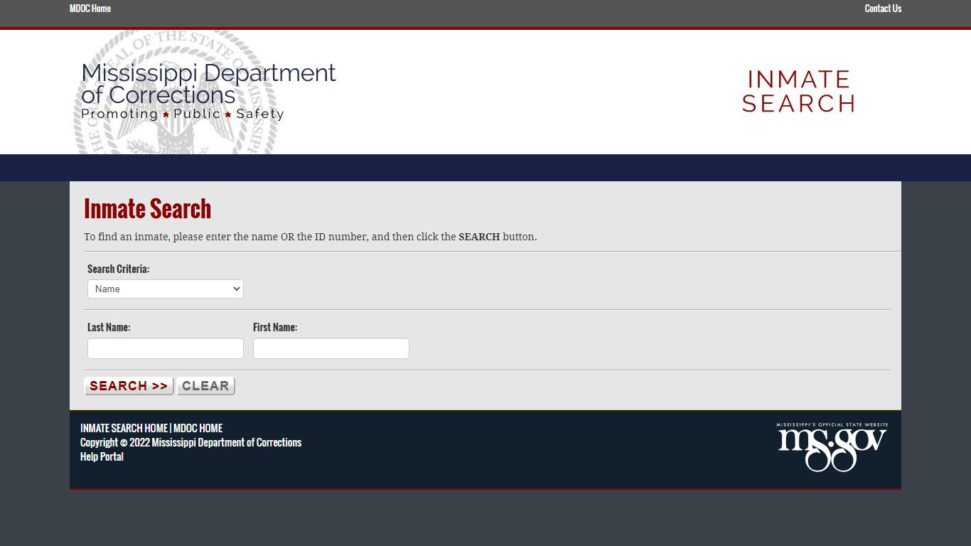 Inmate Search - | MS.GOV